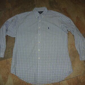 Ralph Lauren Shirt Men Yarmouth 17 34-35 Blue/white Check Long Sleeve classic
